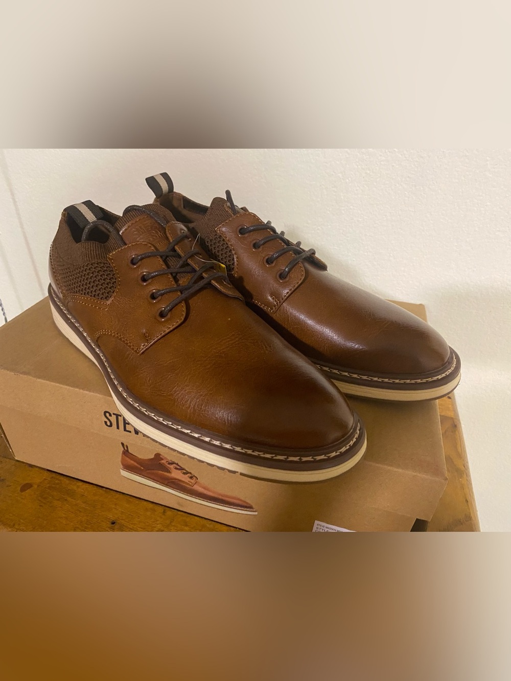 Steve Madden P-Kenson Brown Lace-Up Dress Shoes Men Size 8 NEW